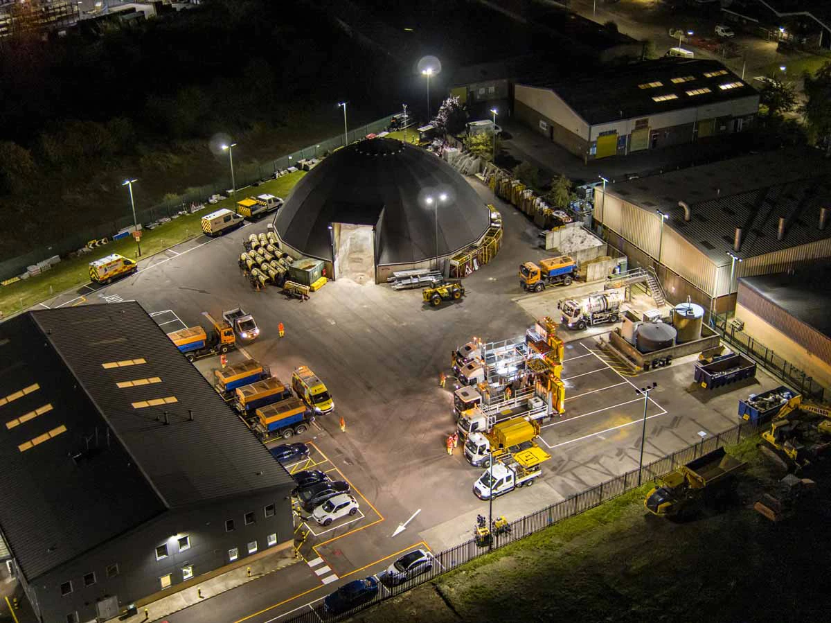 Highways depot drone filming