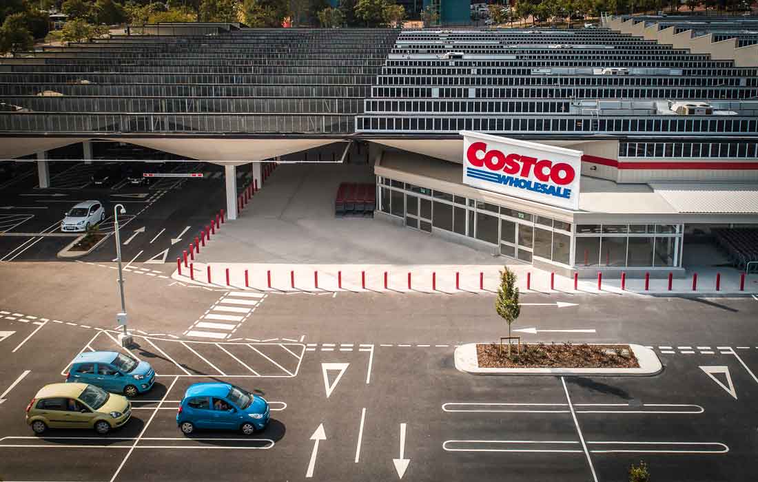 A building filmed from the air for advertising promotion
