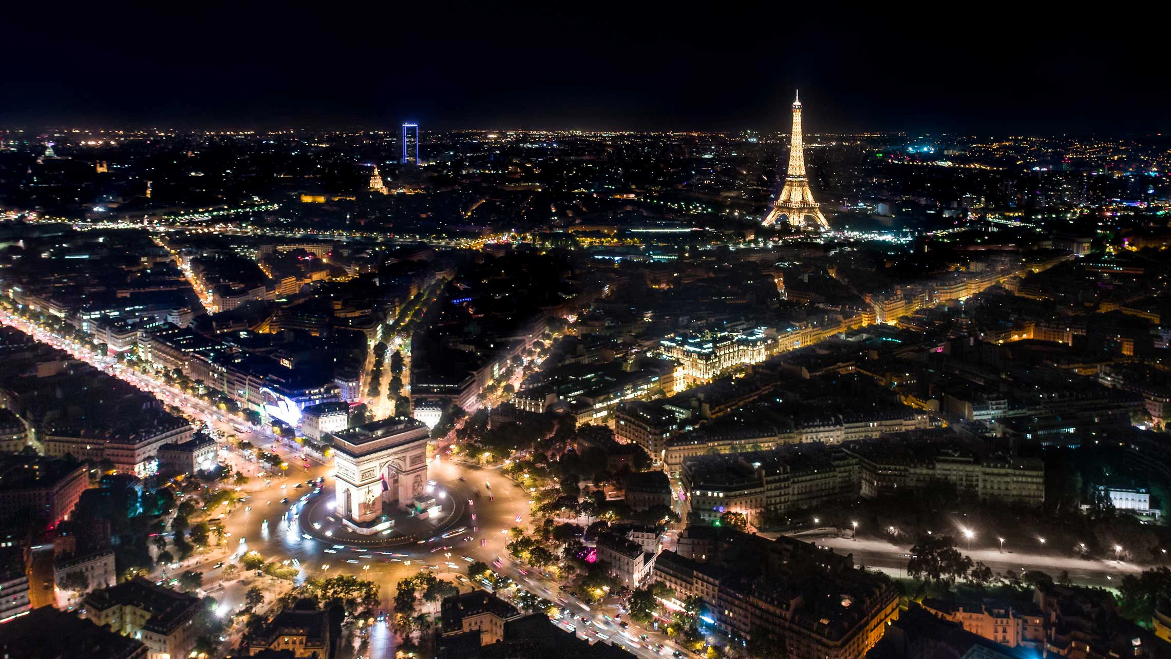 Paris Night Drone Photography